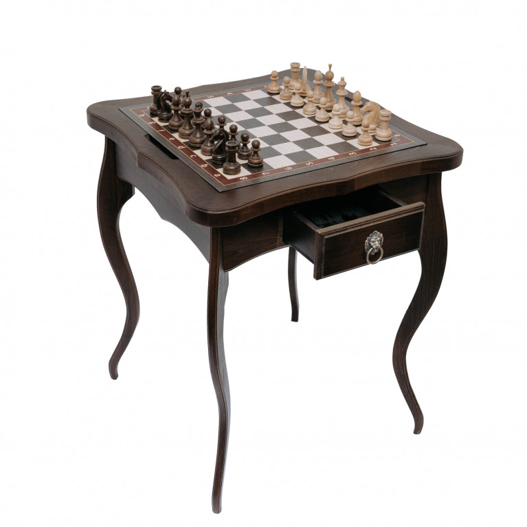 Sakkasztal "Louis" , magas, kombinált (tömör bükkfa, sakk/backgammon/kávé)